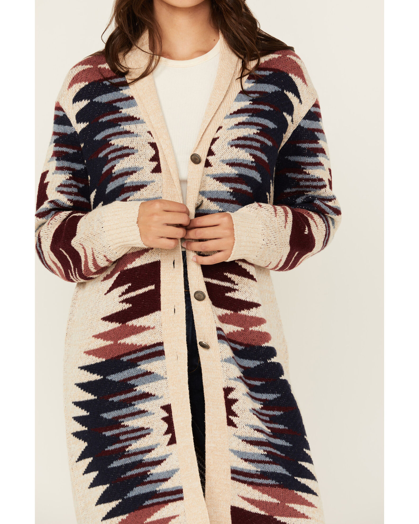 Shyanne Women s Southwestern Print Long Sleeve Button Down Long Cardig