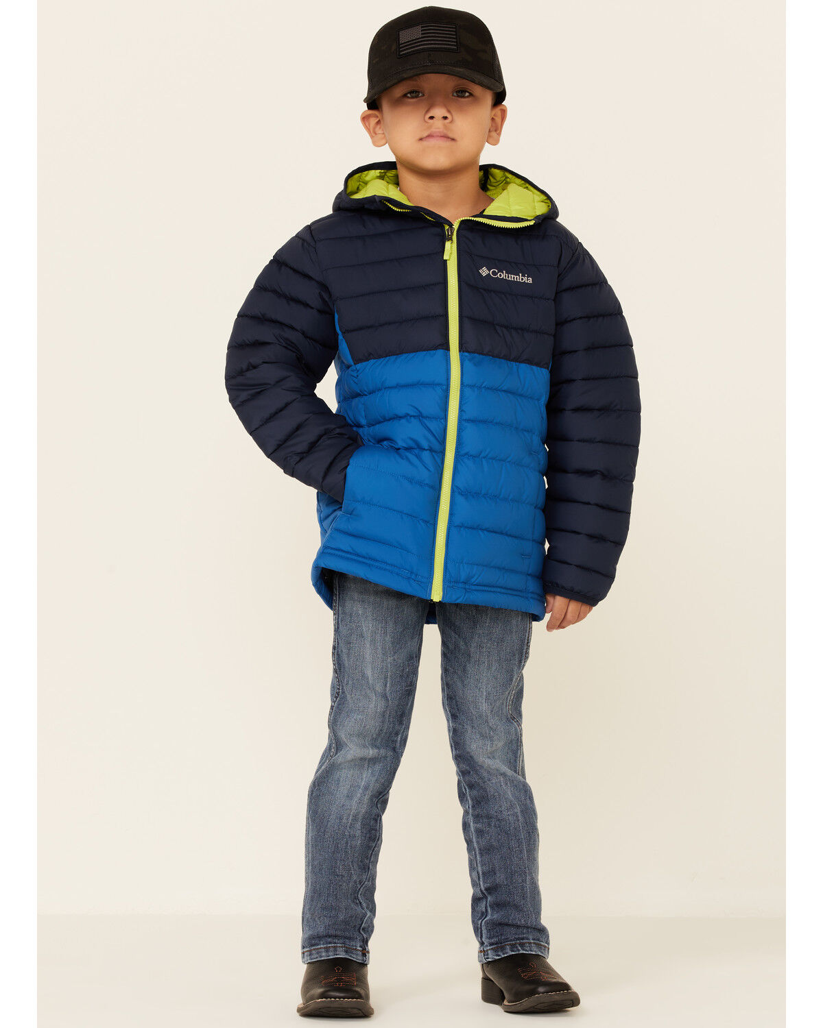 Image #2 - Columbia Boys' Multi Powder Lite Zip-Front Hooded Lightweight Jacket, , hi-res