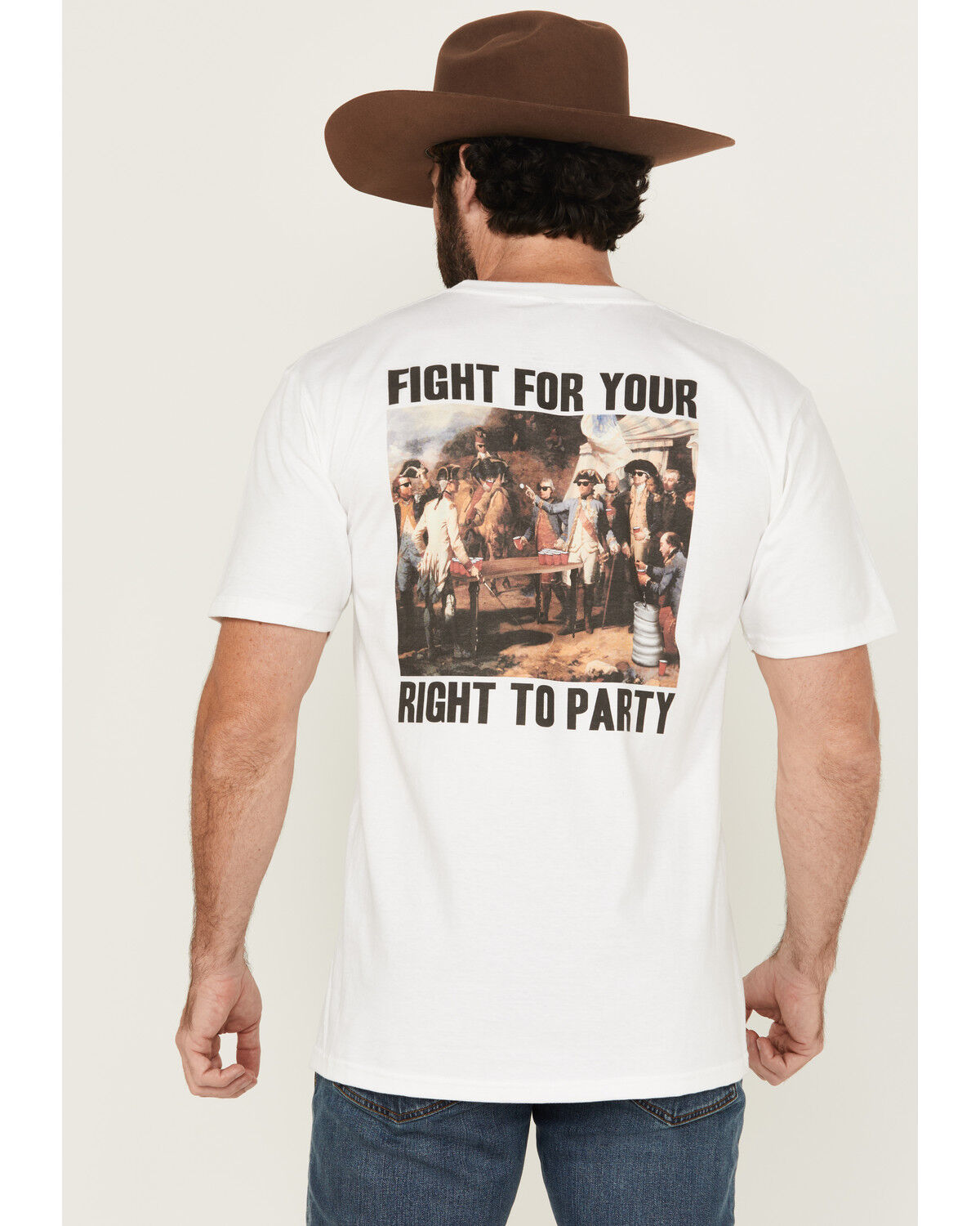 Image #1 - Riot Society Men's Fight For Your Right To Party Short Sleeve Graphic T-Shirt, White, hi-res