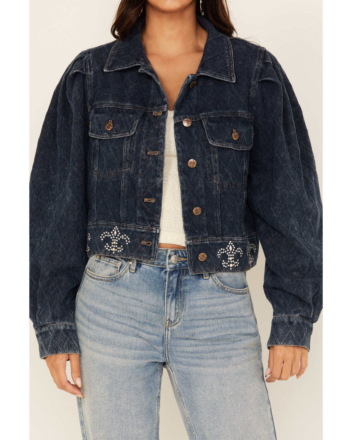 Image #3 - Miss Me Women's Dark Wash Denim Jacket, Dark Wash, hi-res