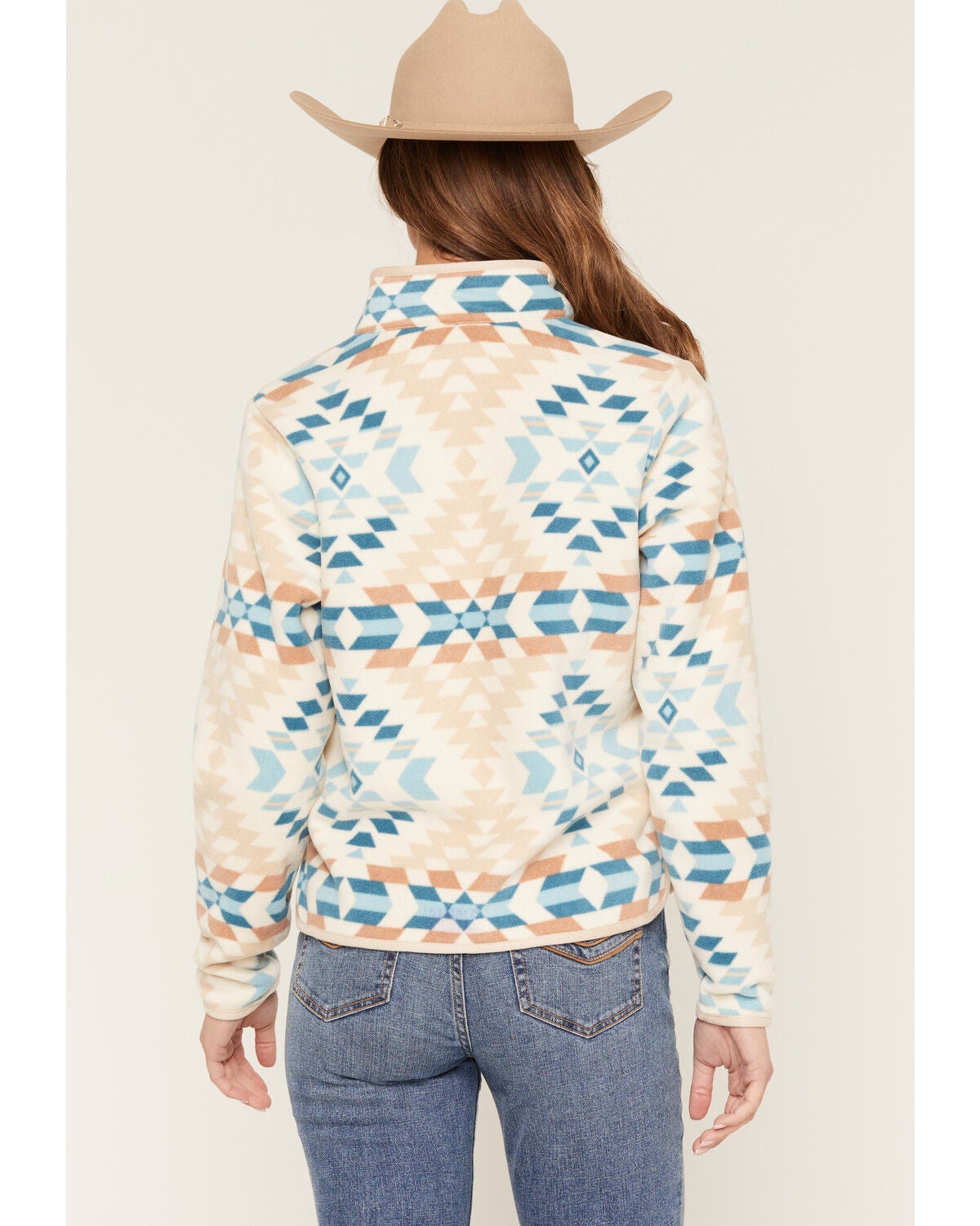Image #4 - Shyanne Women's Polar Fleece Southwestern Print Snap Pullover, Khaki, hi-res