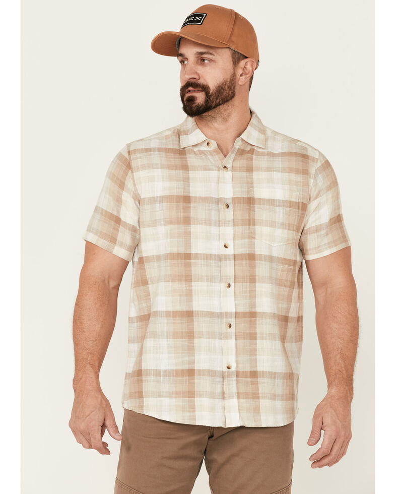 North River Men's Whitetail Crosshatch Large Plaid Short Sleeve Button-Down Western Shirt , White, hi-res