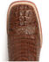 Ferrini Men's Caiman Croc Print Cowboy Boots - Wide Square Toe, Rust, hi-res