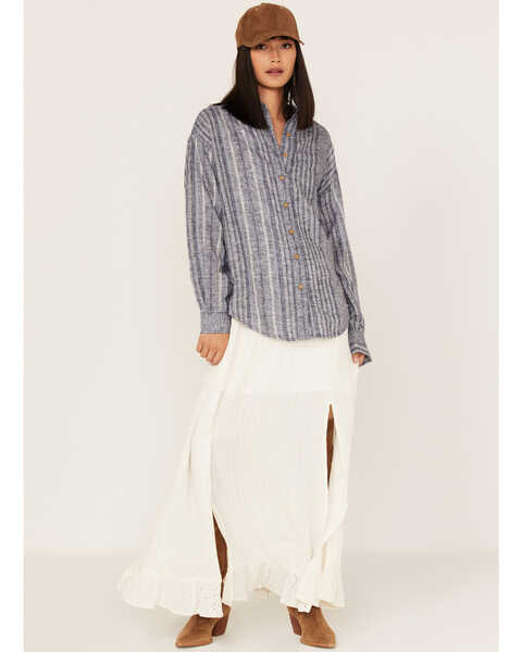 Image #2 - Cleo + Wolf Women's Novelty Stripe Button-Down Long Sleeve Shirt, Blue, hi-res