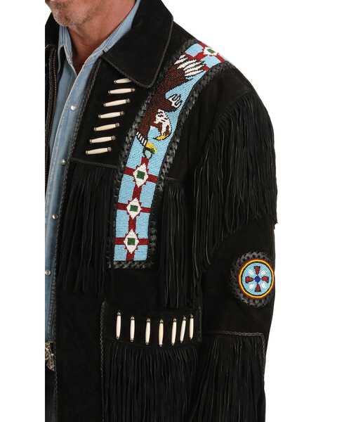 Image #2 - Liberty Wear Eagle Bead Fringed Suede Leather Jacket - Big & Tall, Black, hi-res