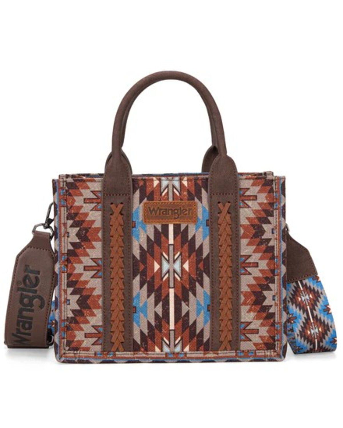 Image #1 - Wrangler Women's Southwestern Print Canvas Crossbody Bag, Coffee, hi-res