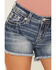 Image #4 - Miss Me Women's Medium Wash Mid Rise Americana Denim Shorts, Medium Wash, hi-res