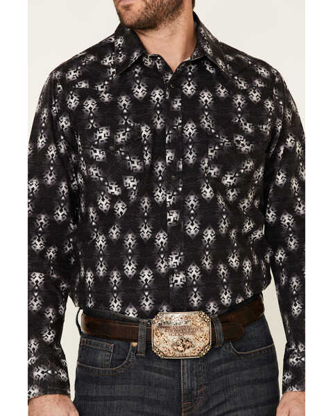 Image #3 - Rock & Roll Denim Men's Southwestern Print Long Sleeve Western Shirt , Black, hi-res