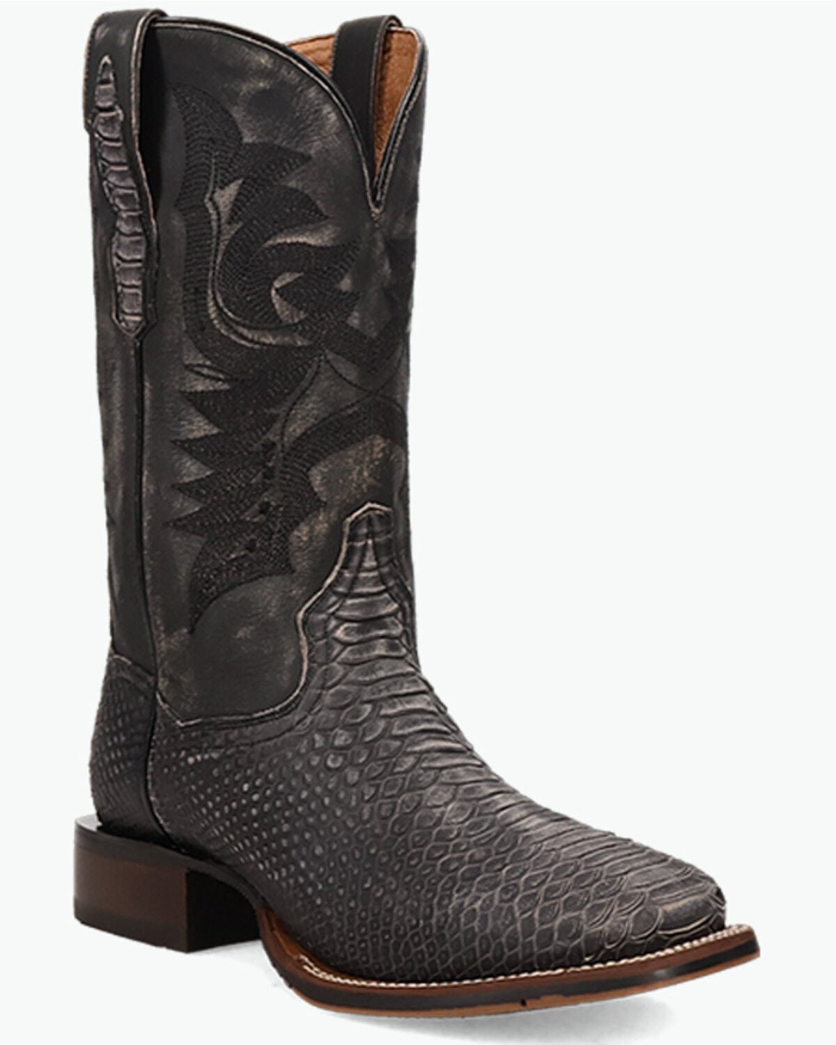 Image #1 - Dan Post Men's Boot Barn Exclusive Python Print Western Boots - Broad Square Toe, Black, hi-res