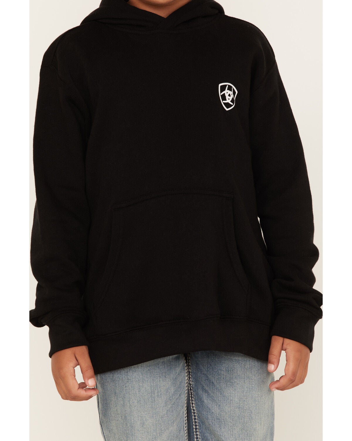 Image #3 - Ariat Boys' Mexico Flag Logo Graphic Hooded Sweatshirt, Black, hi-res