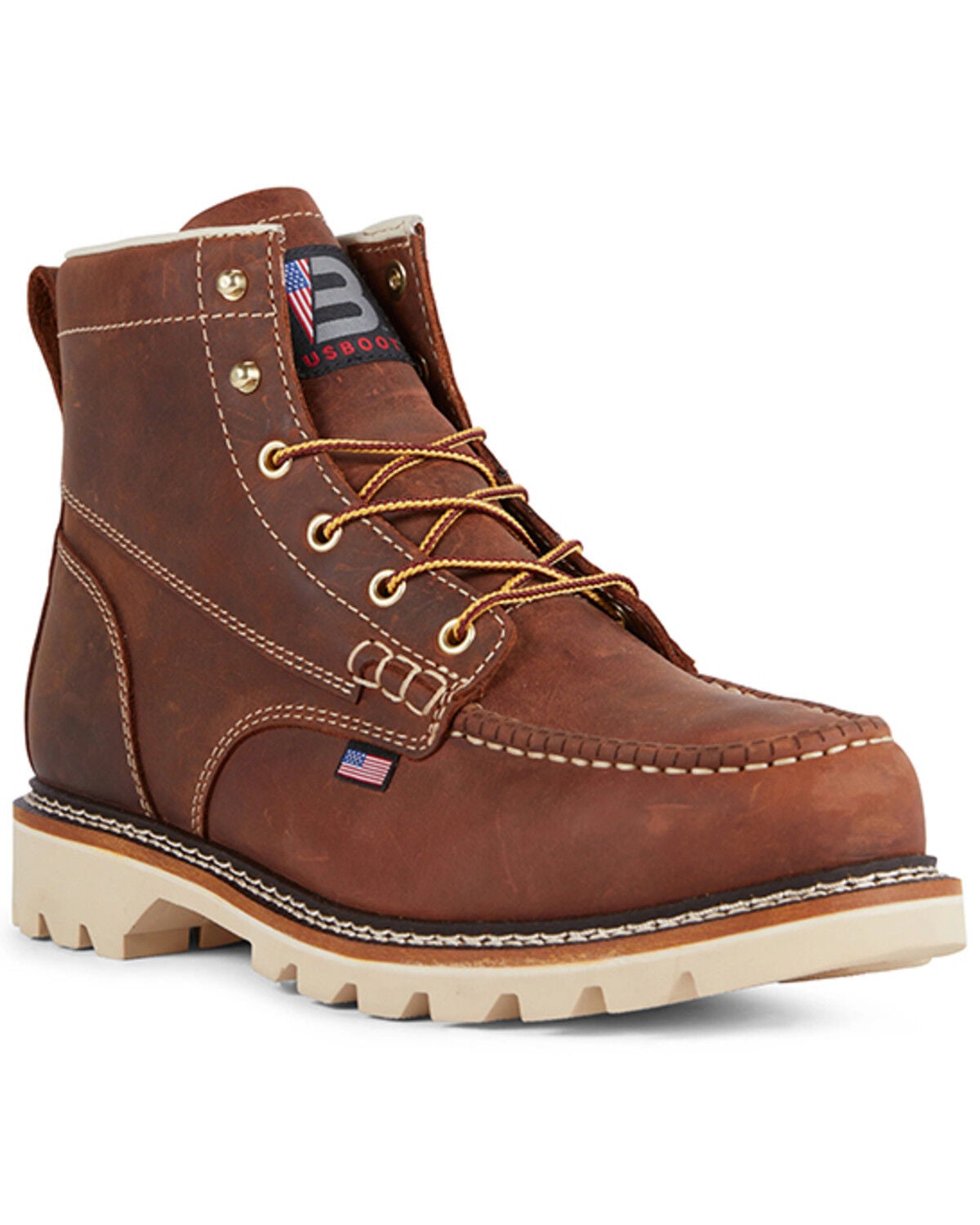 US Boot Men's 6" Alpha Moc Work Boots - Composite Toe, Brown, hi-res