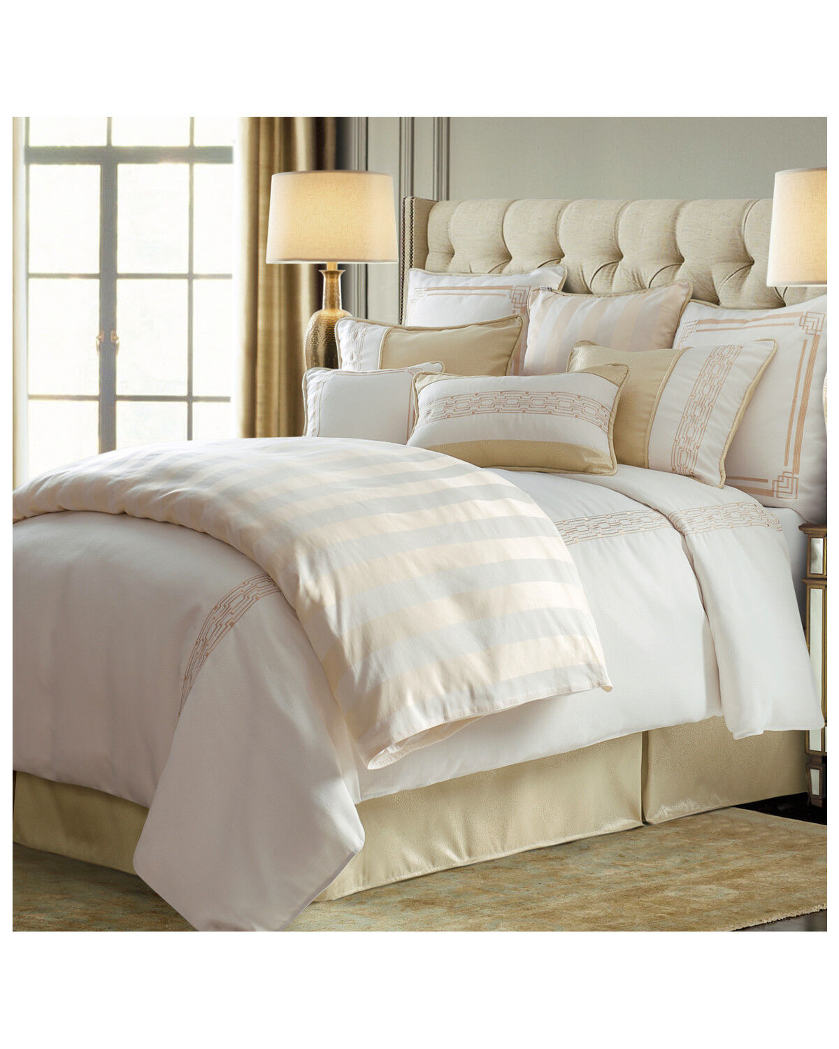 Image #1 - HiEnd Accents Queen Hollywood Comforter Set, Cream, hi-res