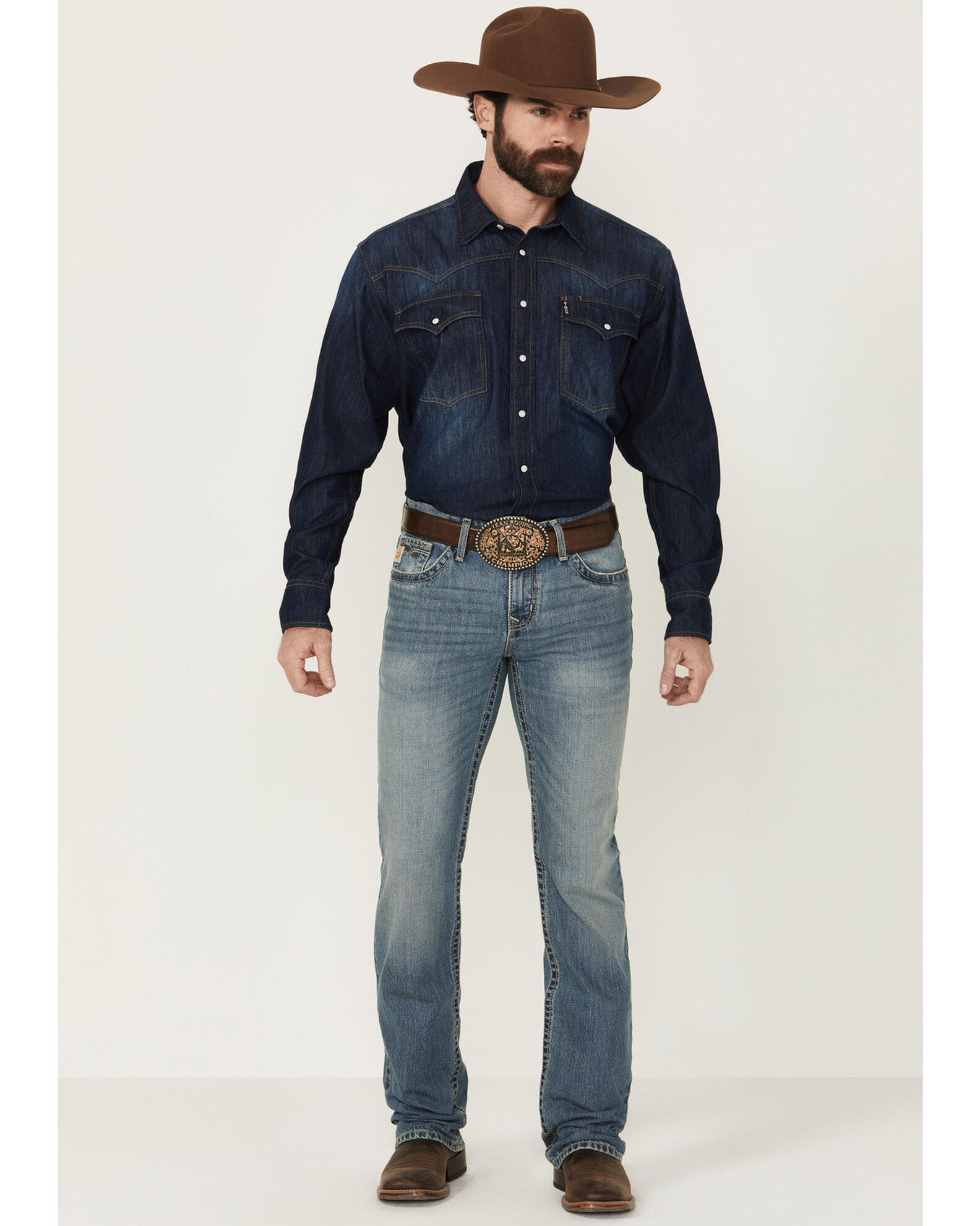 Product Name: Cinch Men's Ian Medium Wash Slim Bootcut Rigid Denim Jeans