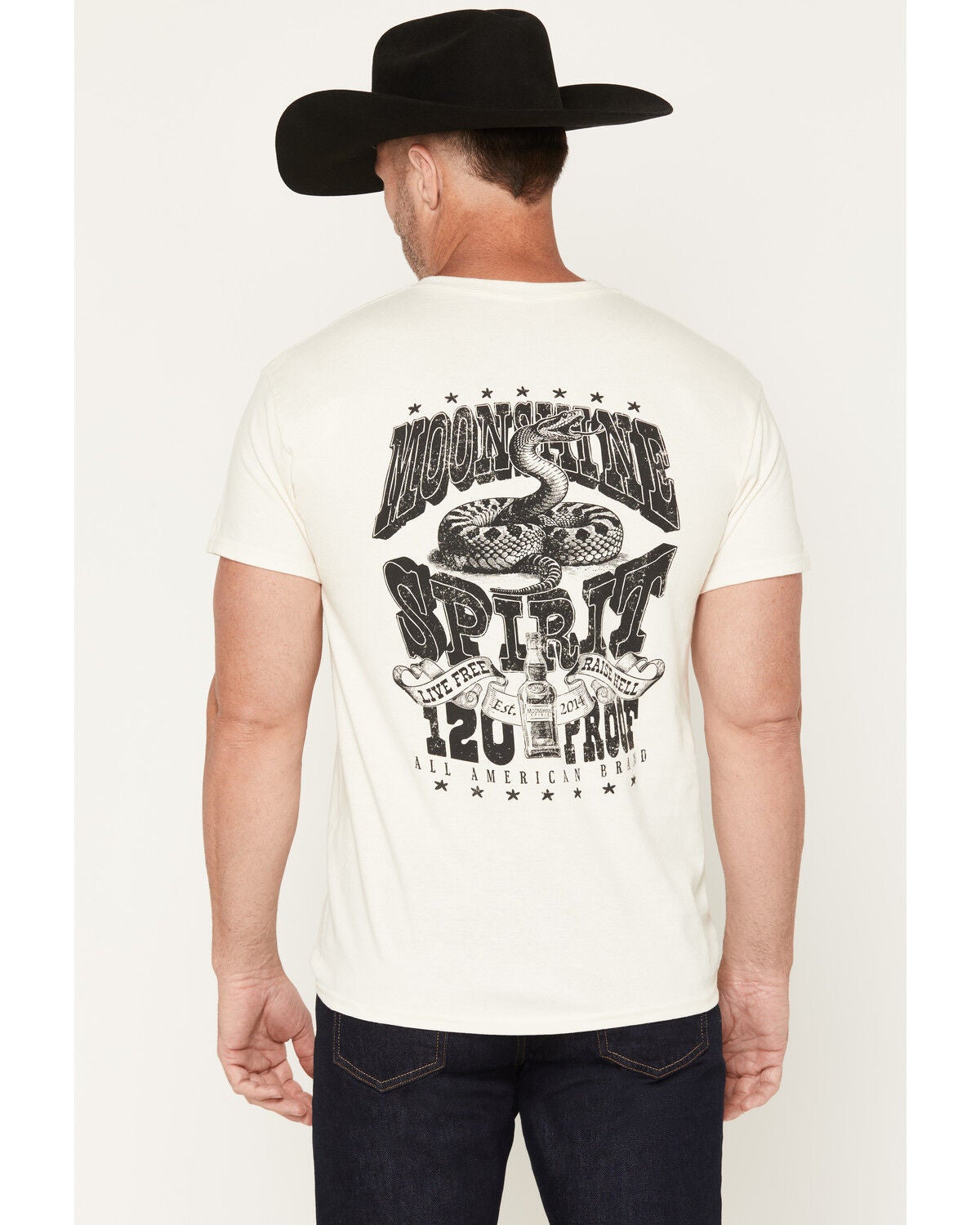 Moonshine Spirit&reg; Men's 120 Proof Short Sleeve Graphic T-Shirt, Natural, hi-res