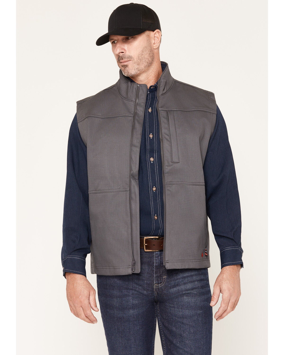 Image #1 - Forge Workwear Men's FR Ripstop Softshell Vest, Grey, hi-res