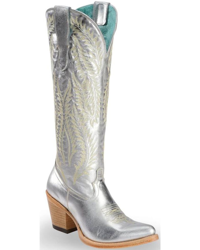 Corral Women's Silver Embroidery Tall Top Cowgirl Boots - Pointed Toe, Silver, hi-res