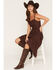Image #2 - June & Hudson Women's Corset Button-Down Sleeveless Midi Dress, Chocolate, hi-res