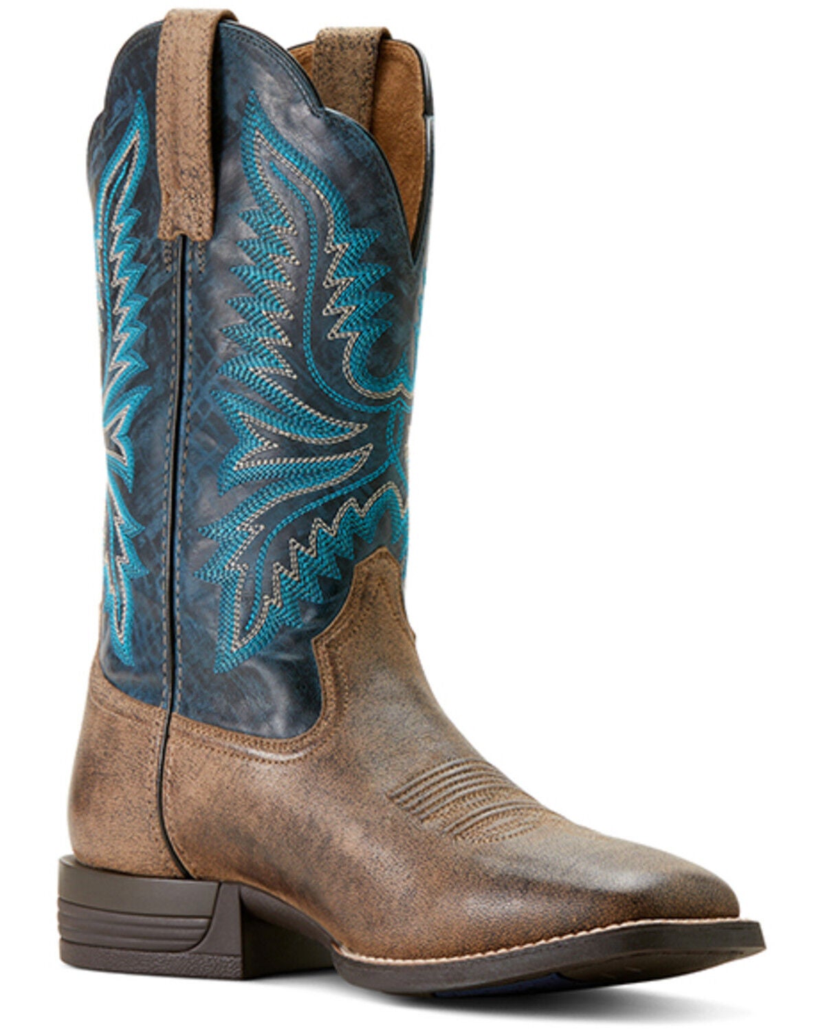Ariat Men's Brush Creek Performance Western Boots - Broad Square Toe, Beige, hi-res