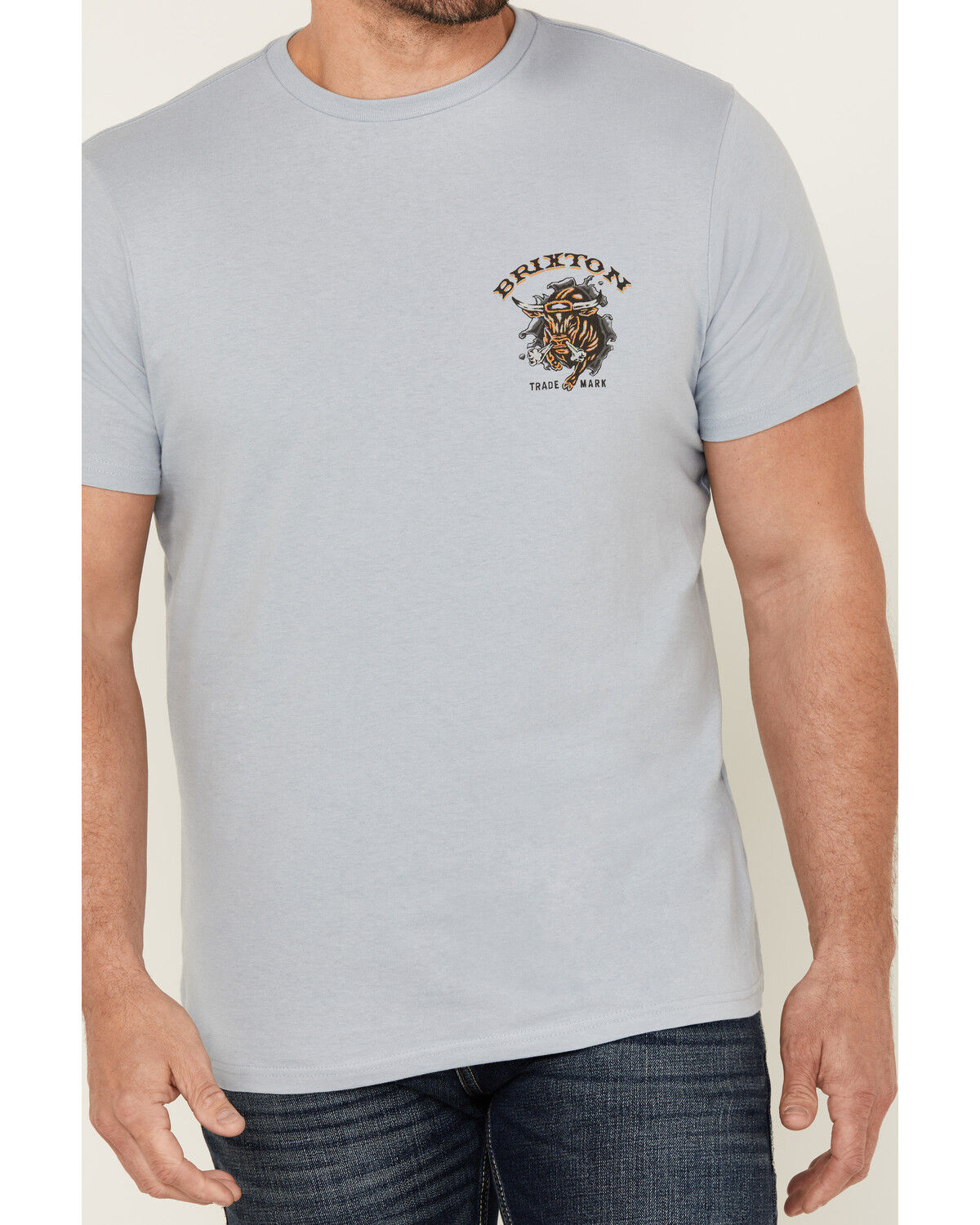 Image #3 - Brixton Men's El Toro Short Sleeve Graphic T-Shirt, Light Blue, hi-res