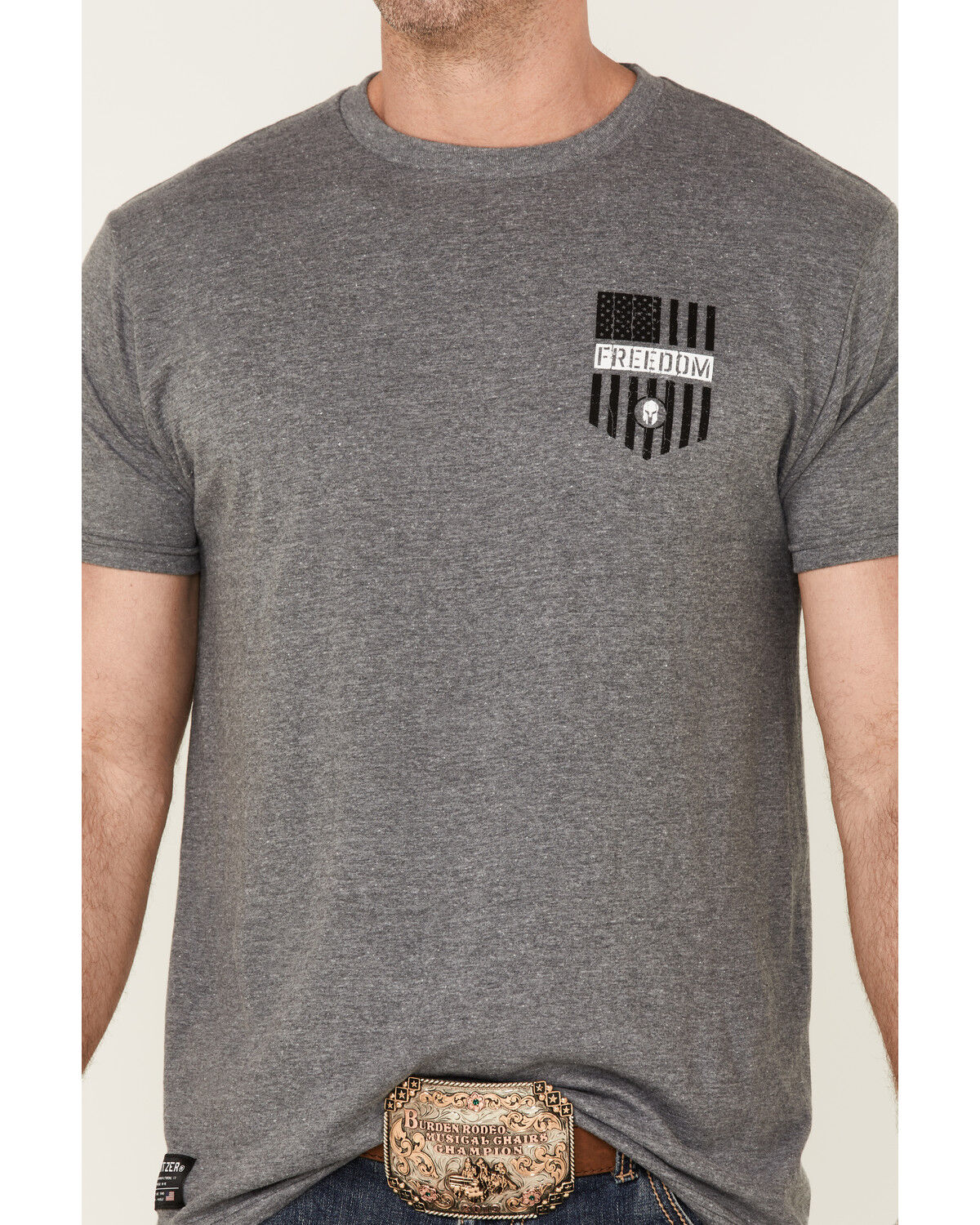 Image #3 - Howitzer Men's Heather Charcoal Freedom Union Graphic Short Sleeve T-Shirt, , hi-res