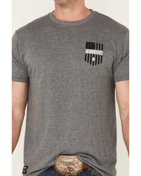 Image #3 - Howitzer Men's Heather Charcoal Freedom Union Graphic Short Sleeve T-Shirt , Charcoal, hi-res