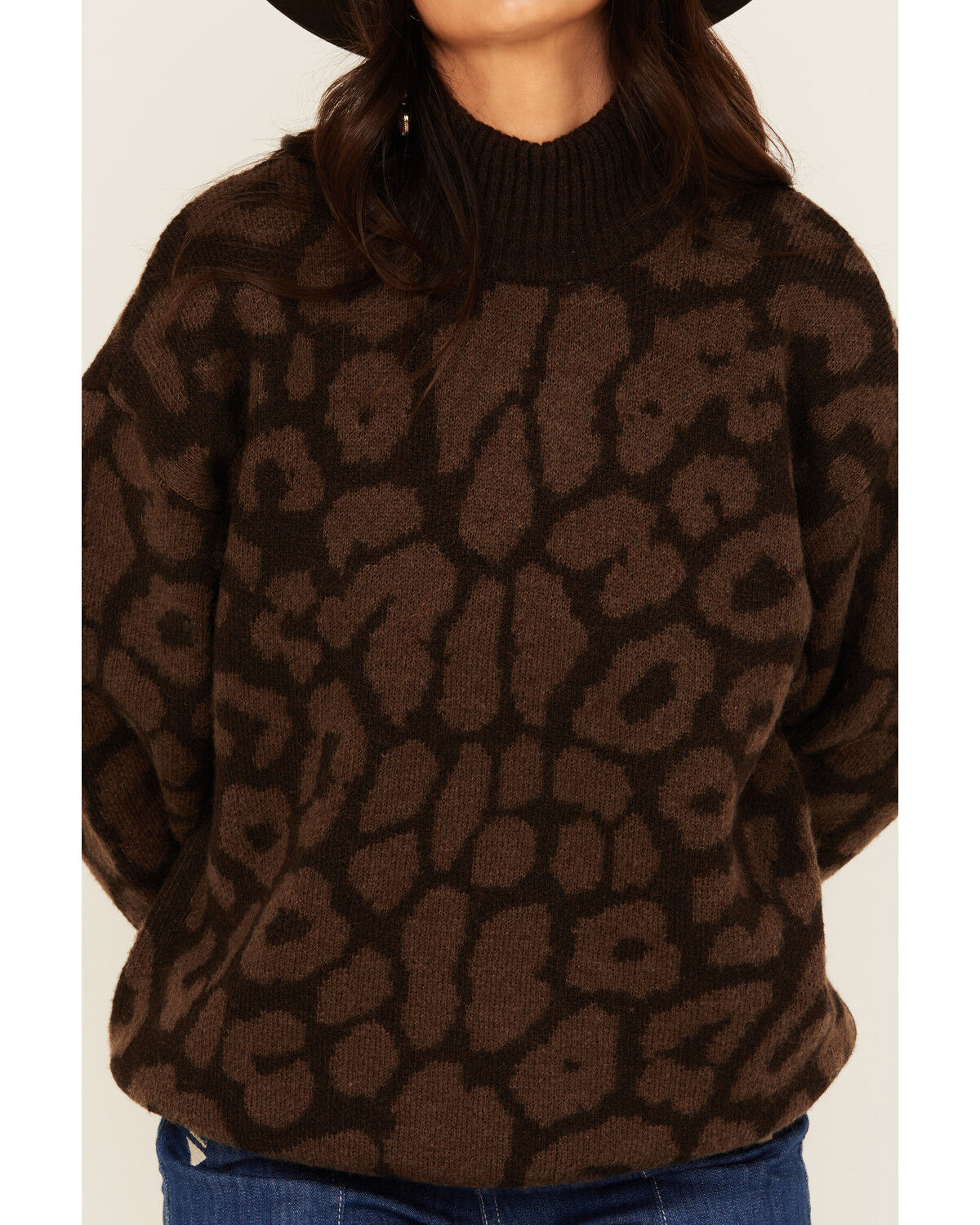 Image #3 - Ariat Women's Leopard Print Turtleneck Sweater, Brown, hi-res