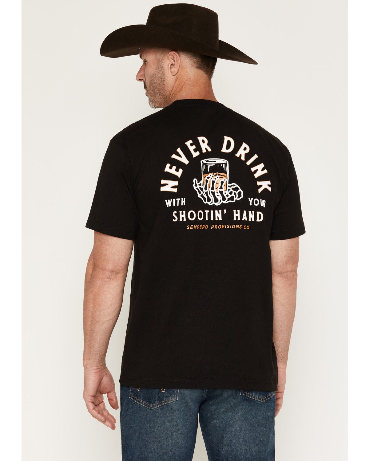 Image #1 - Sendero Provisions Men's Shootin' Hand Short Sleeve Graphic T-Shirt, Black, hi-res