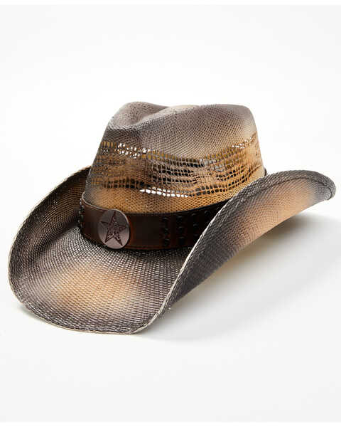 Image #1 - Cody James Steele Straw Cowboy Hat, Black/brown, hi-res