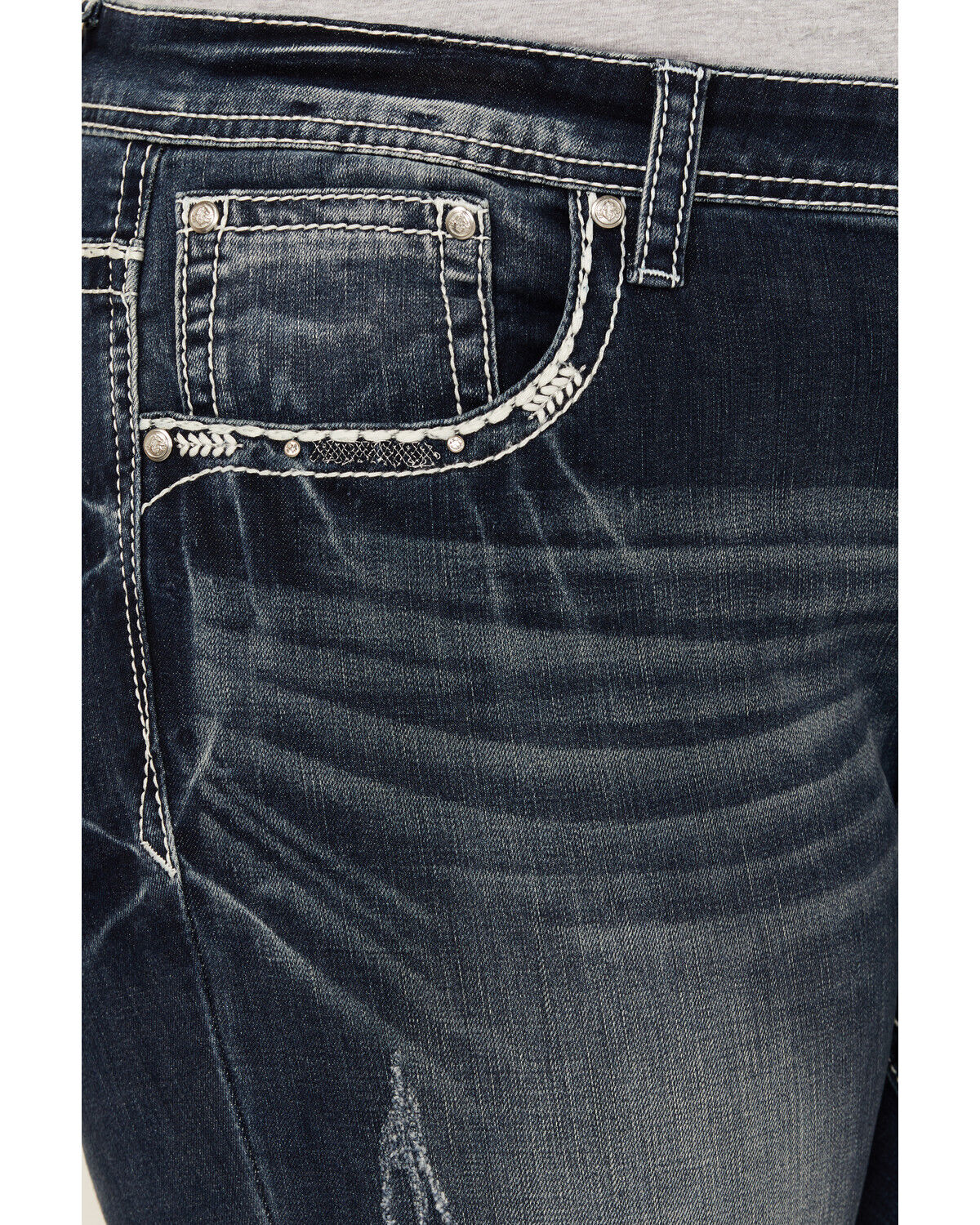 Image #4 - Grace in LA Women's Medium Wash Mid Rise Geo Pocket Stretch Bootcut Jeans - Plus, Medium Wash, hi-res