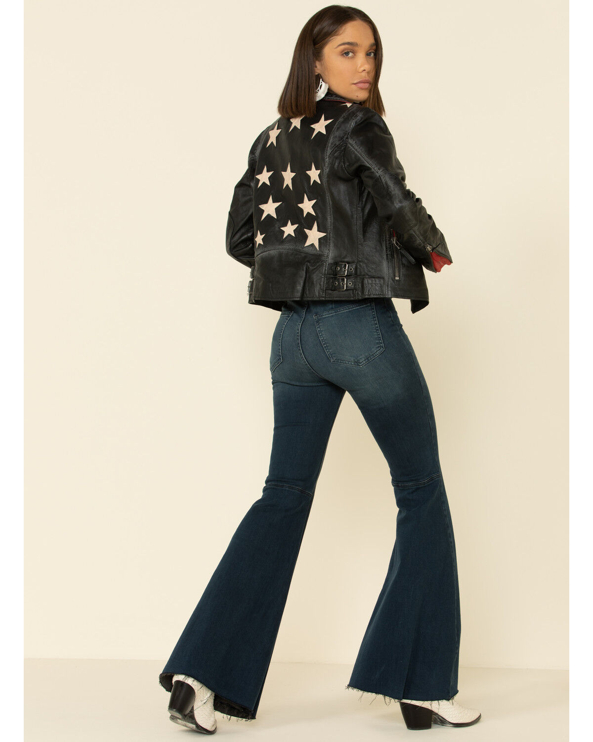 Image #2 - Mauritius Leather Women's Christy Scatter Star Leather Jacket, Black, hi-res
