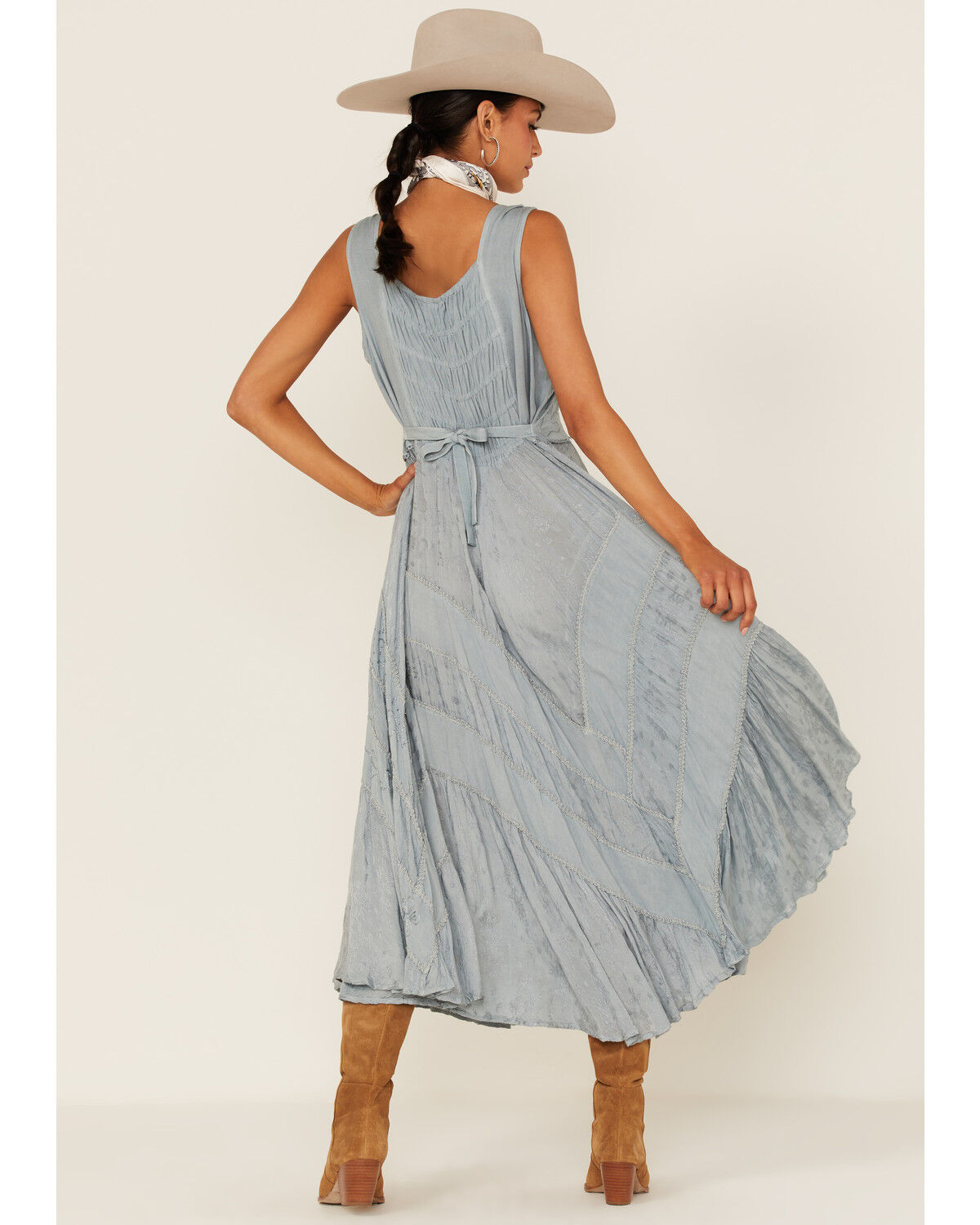 Image #4 - Scully Women's Lace-Up Jacquard Maxi Dress, Grey, hi-res
