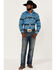 Image #2 - Rock & Roll Denim Men's Horizontal Southwestern Print Long Sleeve Snap Western Shirt , Turquoise, hi-res