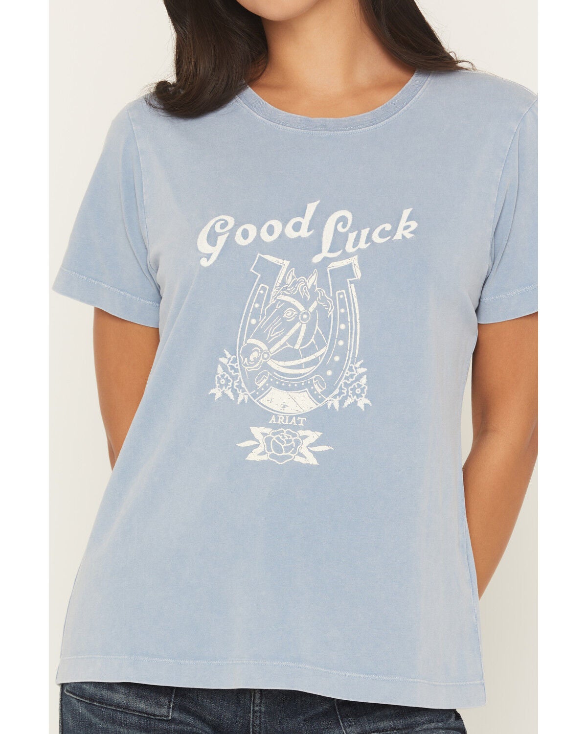 Image #3 - Ariat Women's Lucky Dreams Short Sleeve Graphic Tee, Blue, hi-res