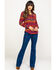 Rock & Roll Denim Women's Rust Serape Stripe Southwestern Embroidered Long Sleeve Western Shirt , Multi, hi-res