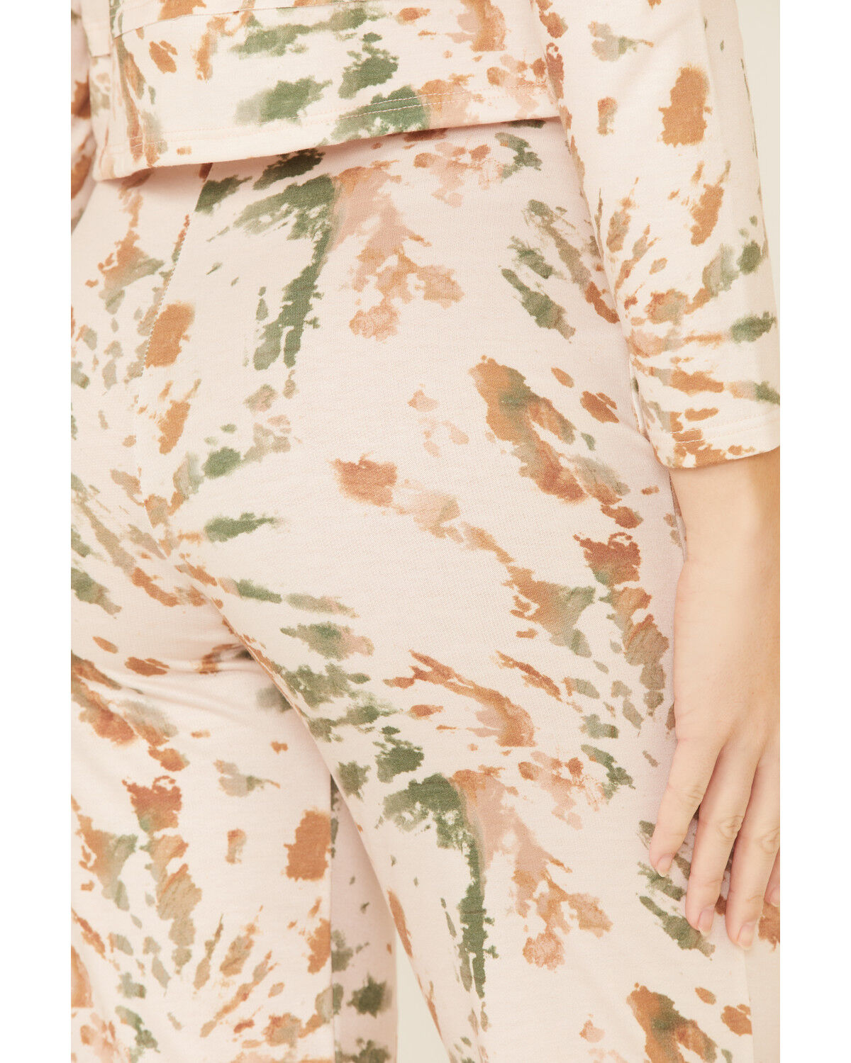Image #4 - Peach Love Women's Cropped Splatter Print Sweatpants, Tan, hi-res