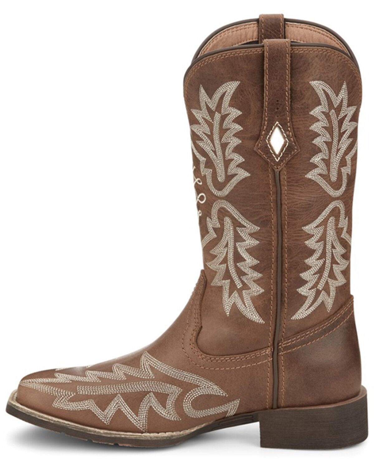 Image #3 - Justin Women's Carsen Western Boots - Broad Square Toe, Tan, hi-res