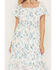 Image #3 - Wild Moss Women's Floral Print Short Sleeve High-Low Dress, Ivory, hi-res