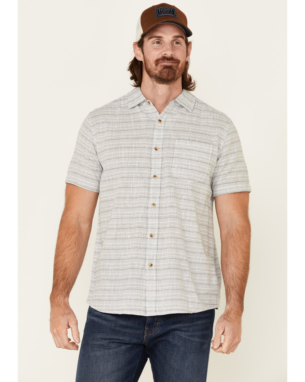 Image #1 - North River Men's Horizontal Stripe Short Sleeve Button Down Western Shirt, , hi-res