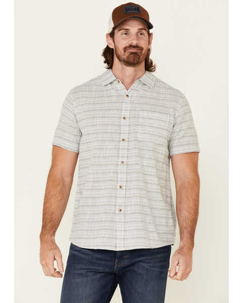 Image #1 - North River Men's Horizontal Stripe Short Sleeve Button Down Western Shirt , Natural, hi-res