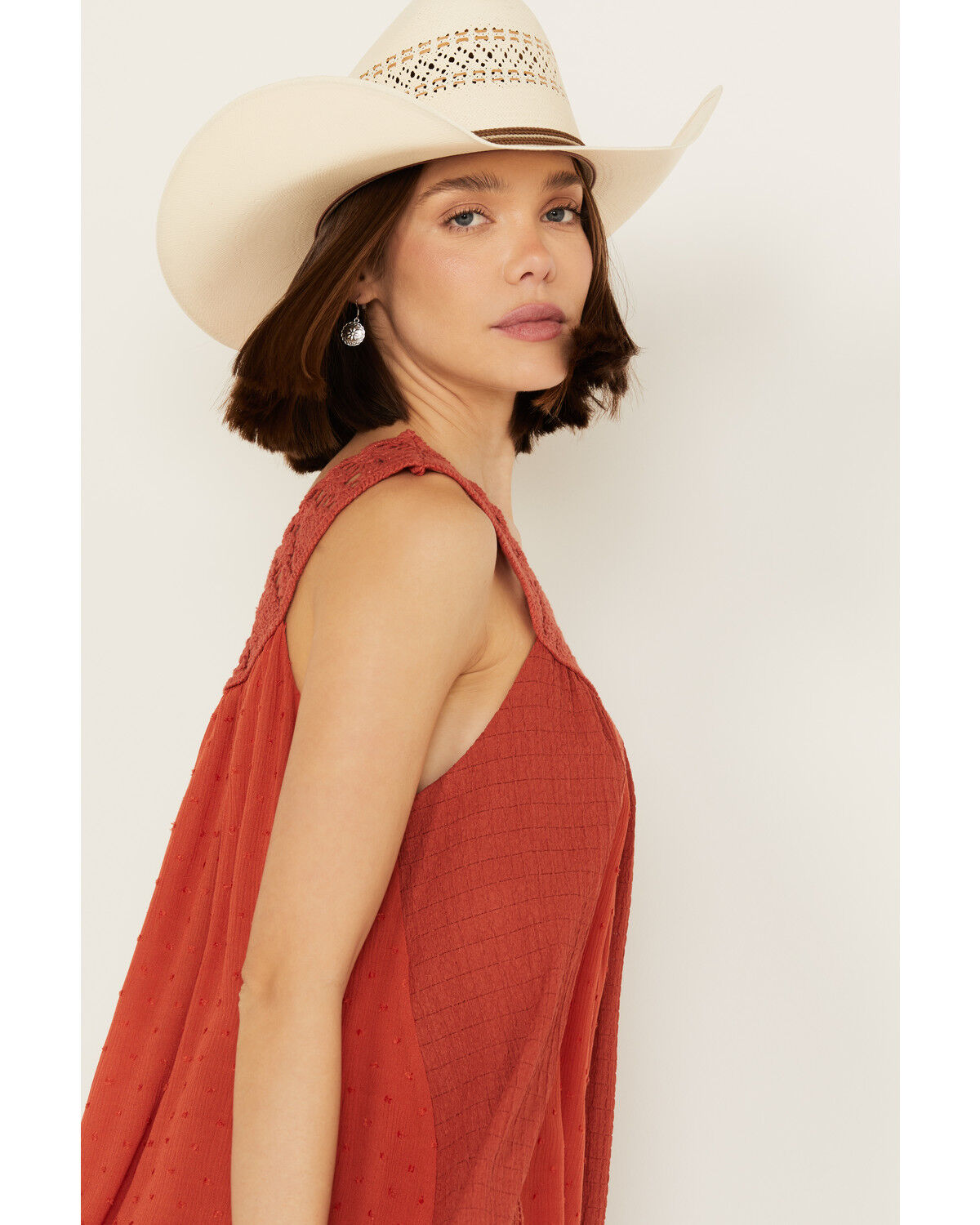 Image #2 - Miss Me Women's Crochet Neck Sleeveless Peasant Top, , hi-res