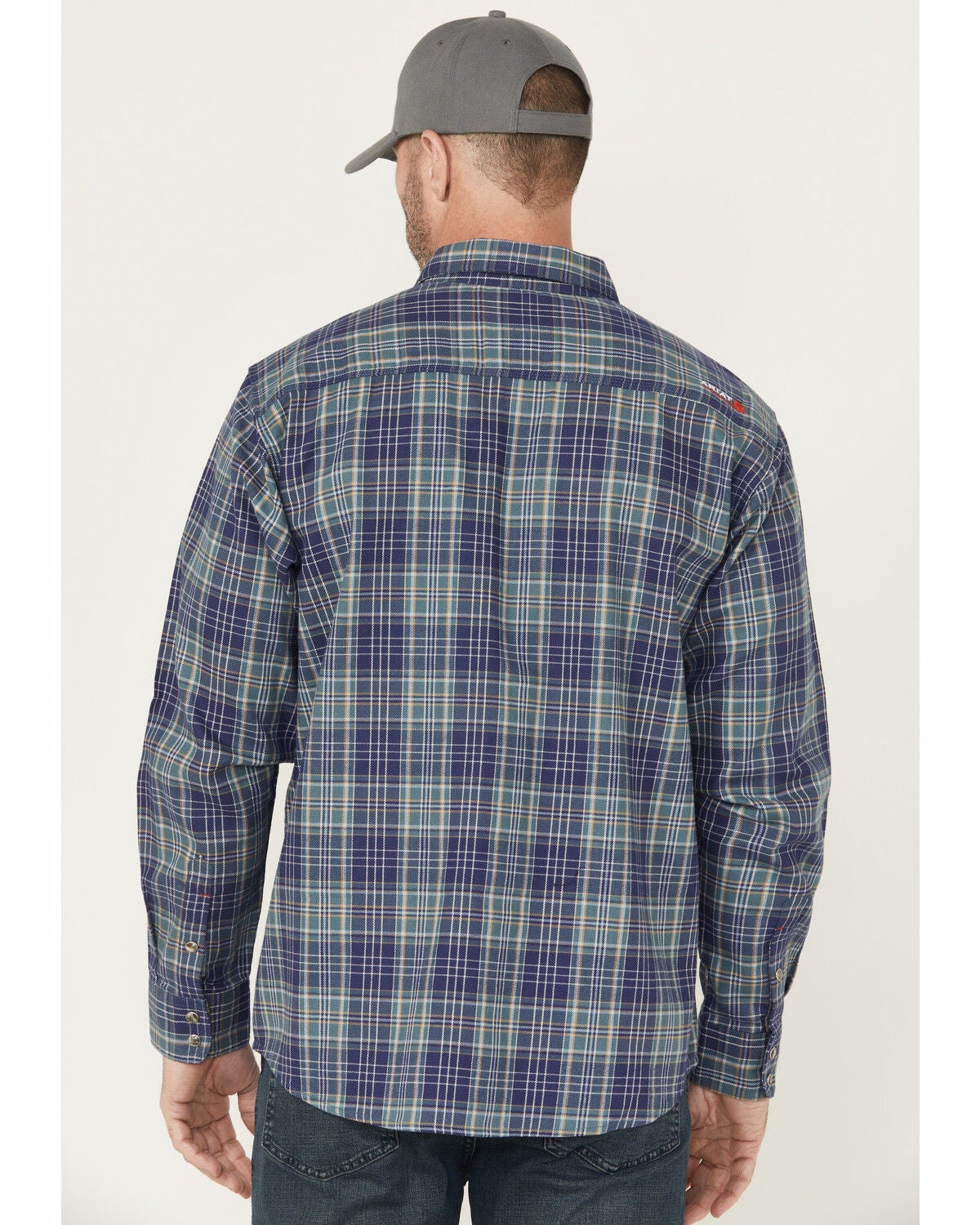 Image #4 - Ariat Men's FR Orson Plaid Print Long Sleeve Button-Down Work Shirt, Blue, hi-res