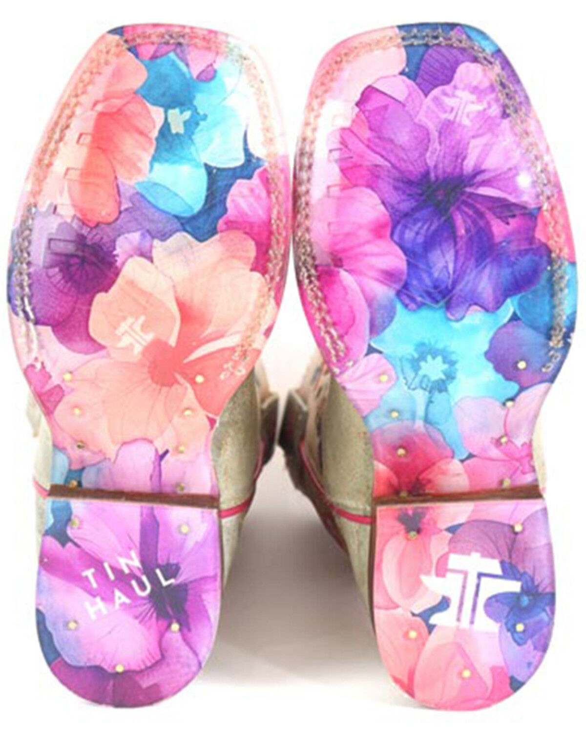 Image #2 - Tin Haul Girls' Let's Go Cowgirl Western Boots - Broad Square Toe, Tan, hi-res
