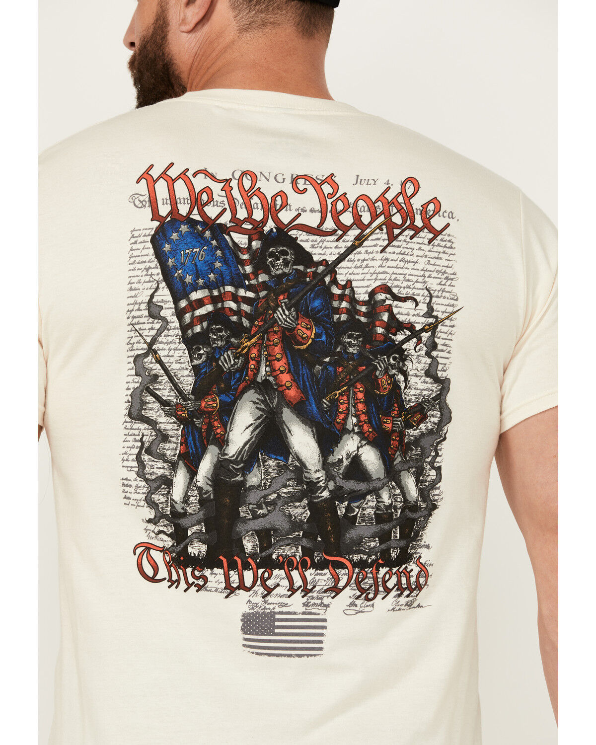 Image #4 - Howitzer Men's Patriot Short Sleeve Graphic T-Shirt, Cream, hi-res