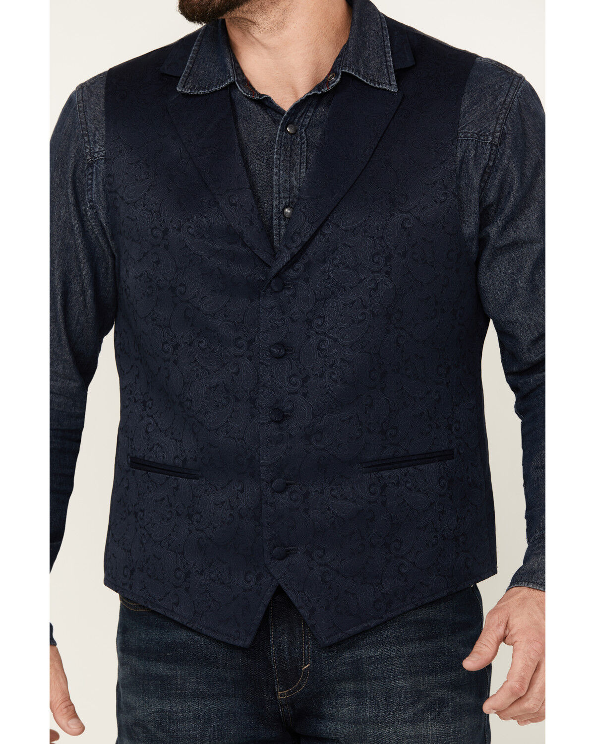 Image #3 - Cody James Men's Nashville Paisley Print Vest, Navy, hi-res