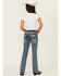 Image #1 - Grace in LA Girls' Medium Wash Floral Embroidered Stretch Bootcut Jeans, Medium Wash, hi-res