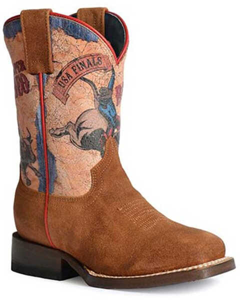 Roper Little Boys' Rodeo Finals Western Boots - Square Toe, Brown, hi-res