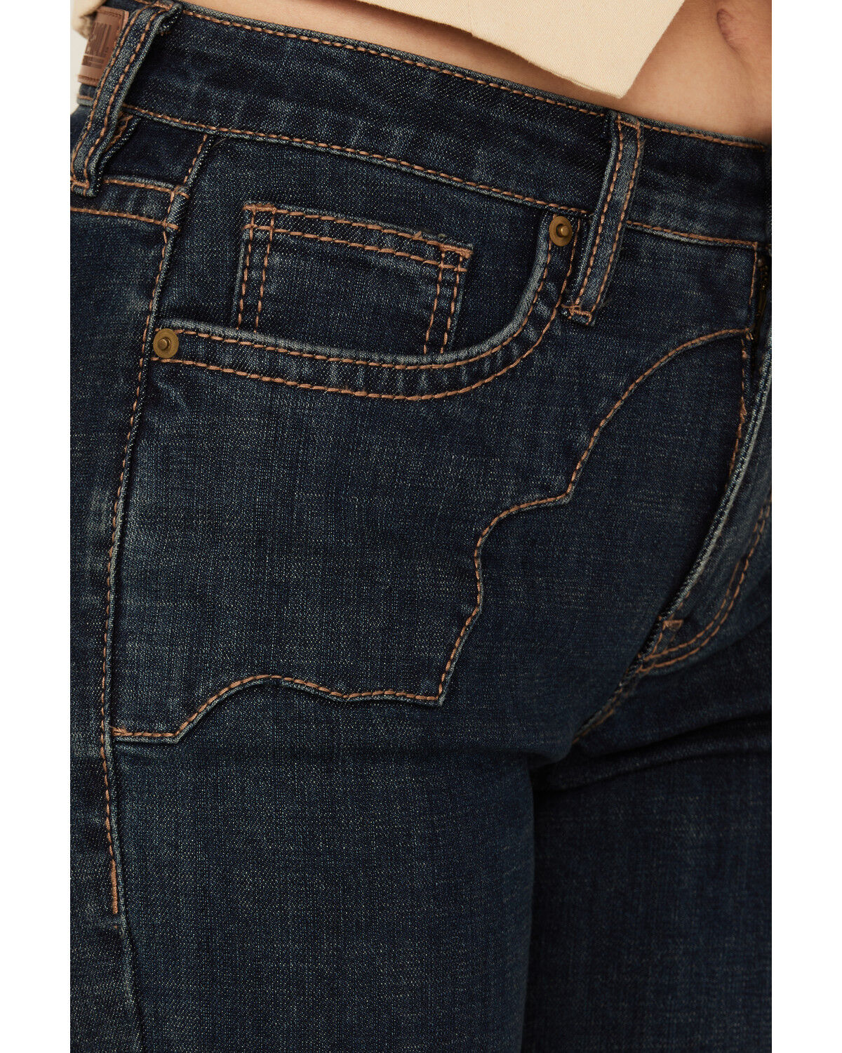 Image #2 - Rock & Roll Denim Women's Dark Wash High Rise Western Yoke Modest Bootcut Stretch Denim Jeans, Dark Wash, hi-res