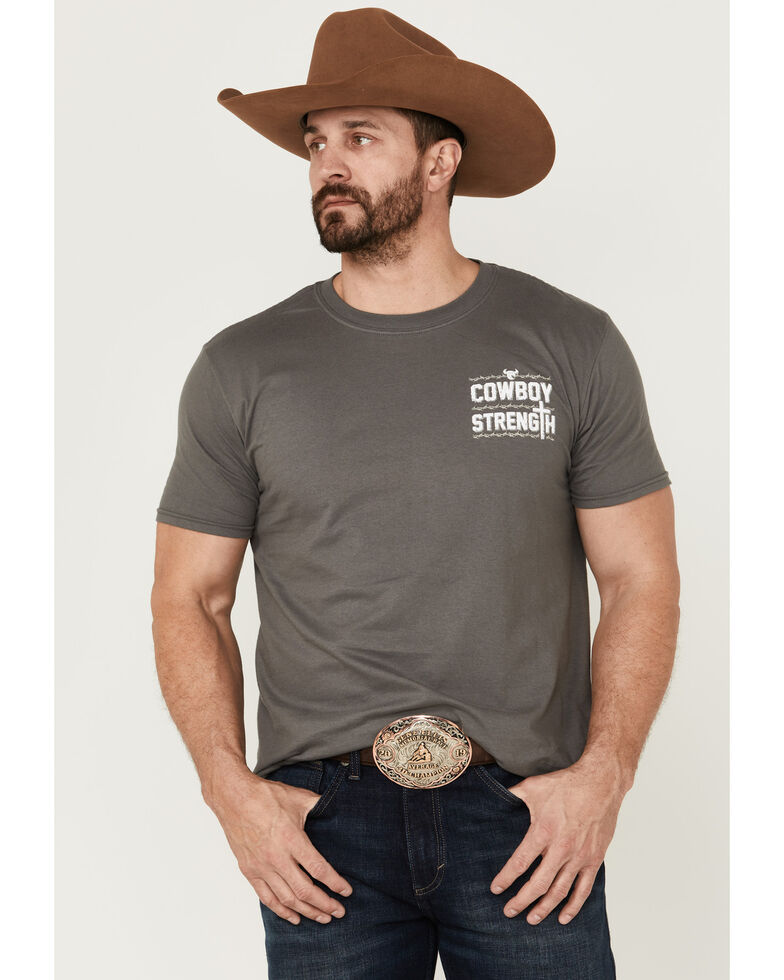 Cowboy Hardware Men's Cowboy Strength Graphic Short Sleeve T-Shirt , Charcoal, hi-res