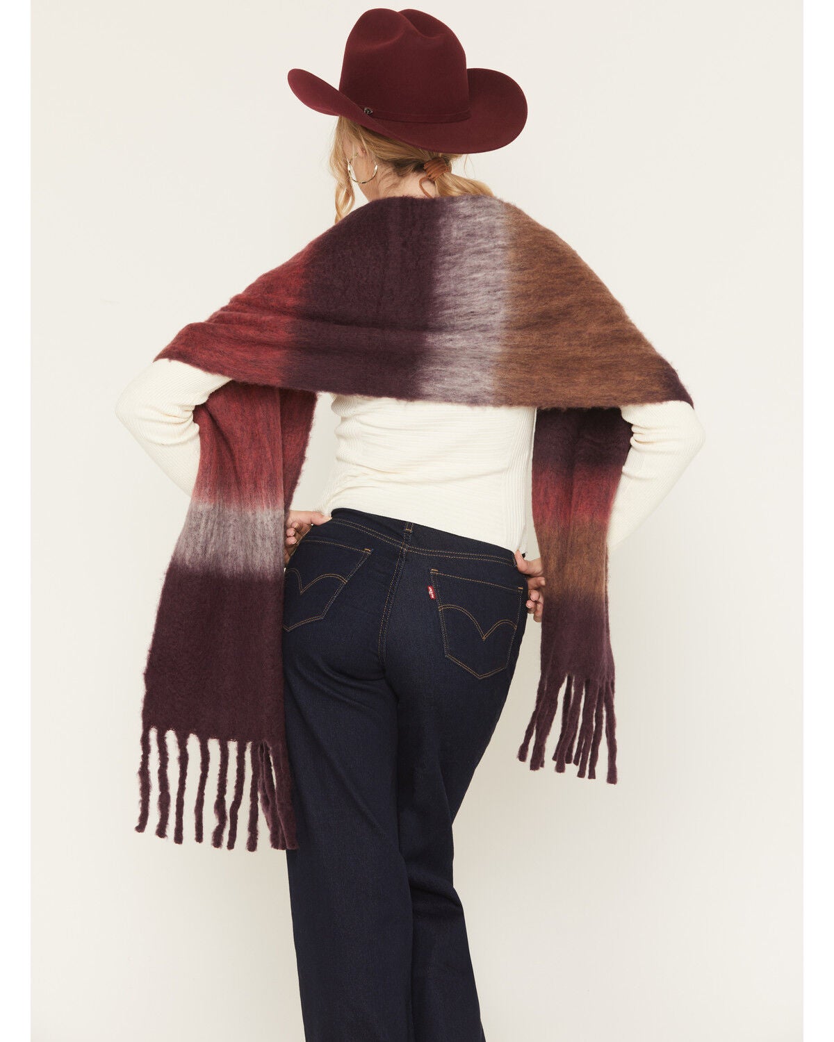 Image #2 - Shyanne Women's Fable Oversized Wool Blend Scarf, Burgundy, hi-res
