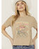 Image #1 - White Crow Women's Wild Rose Rhinestone Short Sleeve Graphic Tee, Grey, hi-res